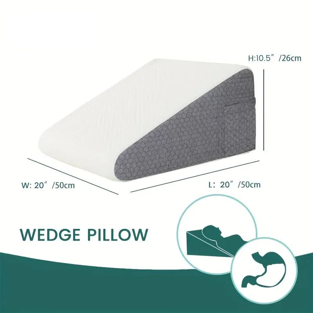 Bed Wedge Pillow for Sleeping, Soft Memory Foam Top, Triangle Pillow Wedge